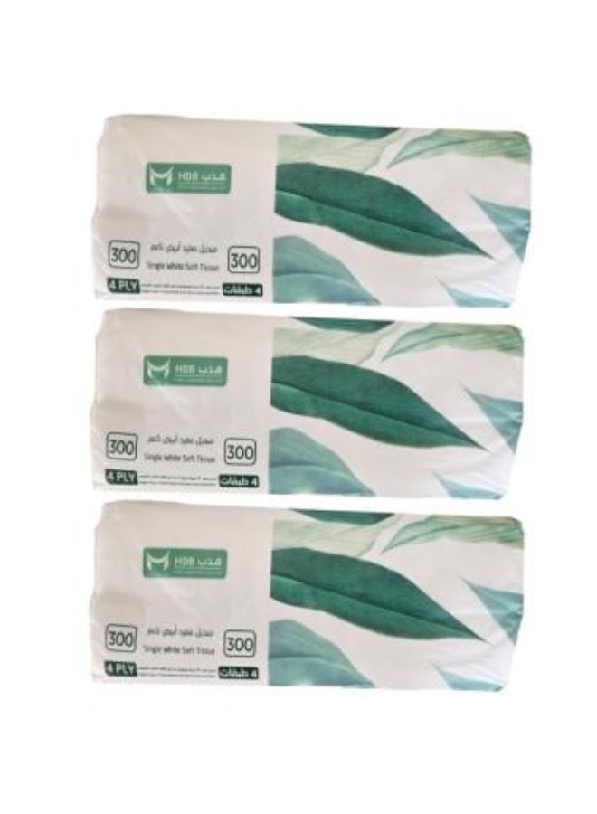 Soft White Face Tissues for Home & Office - 3 Packs | 300 Tissues